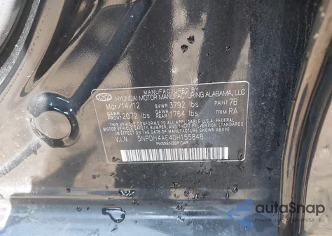 2013 Hyundai Elantra Gls from USA, damaged, VIN 5NPDH4AE4DH155848